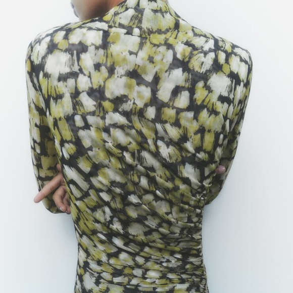 ZARA GREEN PRINTED TULLE DRESS - Picture 7 of 7